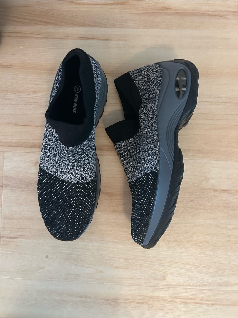 Black & White Knit Slip-On Walking Booties - Picture 2 of 3